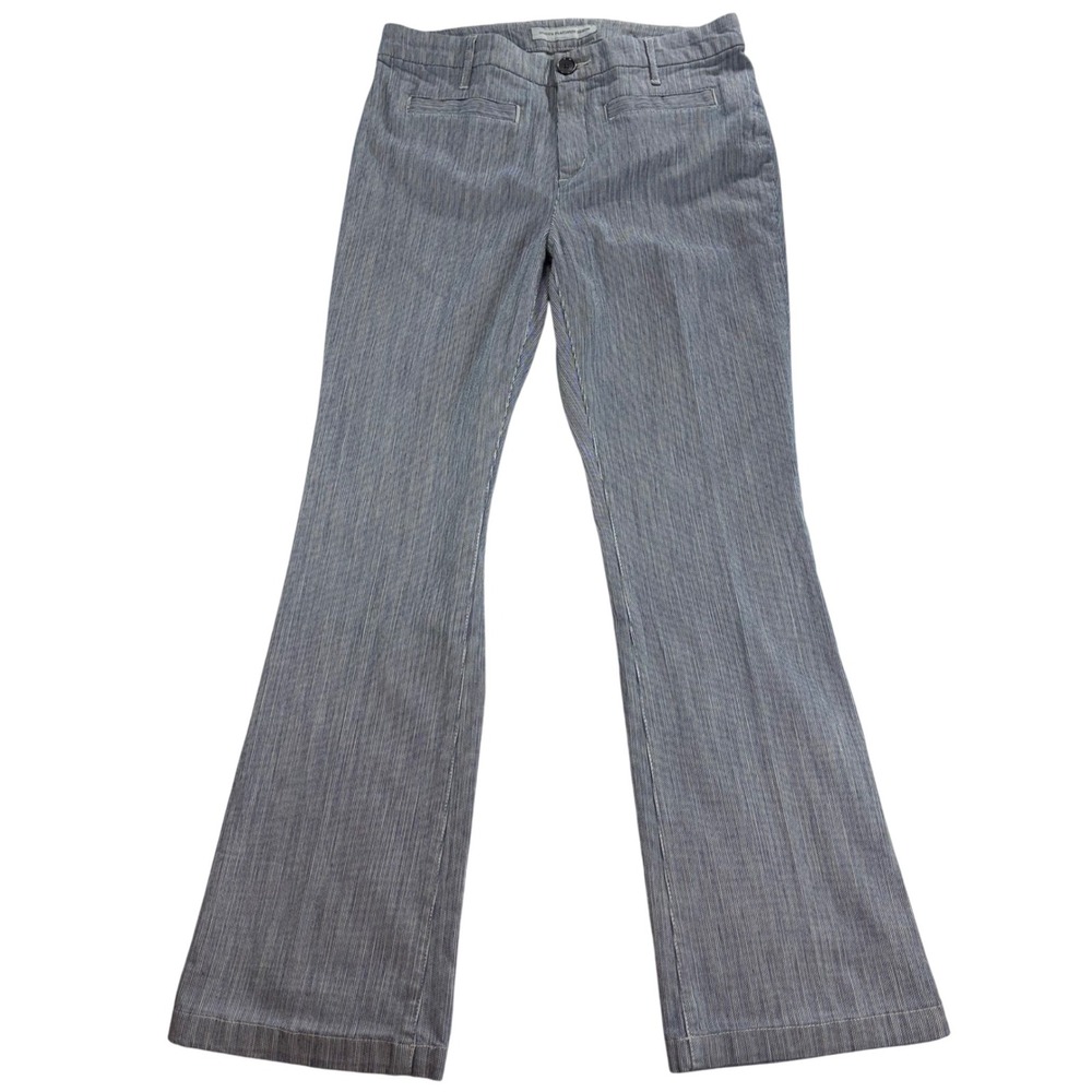 NEW Chico's Platinum Denim Women's Striped Bootcut Pants Size 1 Short (M)‎